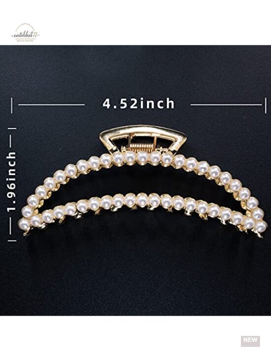Large Pearl Hair Clips - 4.5 in Zinc Alloy Banana Claw Clips for Thick Hair, main image 5